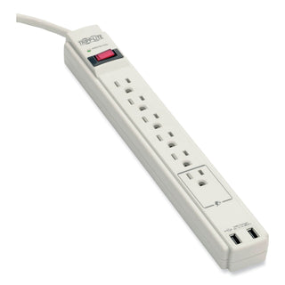 Tripp Lite Protect It! Surge Protector, 6 Outlets/2 USB, 6 ft. Cord, 990 Joules, Gray (TRPTLP606USB)