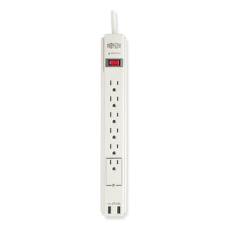 Tripp Lite Protect It! Surge Protector, 6 Outlets/2 USB, 6 ft. Cord, 990 Joules, Gray (TRPTLP606USB)