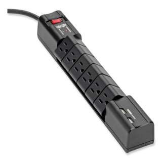 Tripp Lite Protect It! Surge Protector, 6 Outlets/2 USB, 8 ft. Cord, 1080 Joules, Black (TRPTLP608RUSBB)