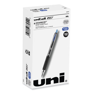 uniball® Signo 207 Retractable Gel Pen, 0.7mm, Blue Ink, Smoke/Black/Blue Barrel, Dozen (UBC33951)