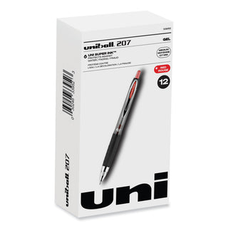 uniball® Signo 207 Retractable Gel Pen, 0.7mm, Red Ink, Smoke/Black/Red, Dozen (UBC33952)