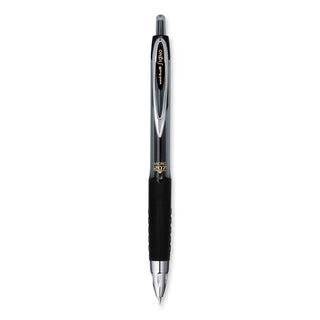 uniball® Signo 207 Retractable Gel Pen, Micro 0.5mm, Black Ink, Smoke/Black Barrel, Dozen (UBC61255)