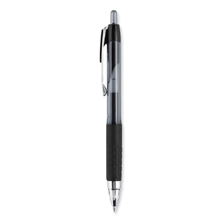 uniball® Signo 207 Retractable Gel Pen, Micro 0.5mm, Black Ink, Smoke/Black Barrel, Dozen (UBC61255)