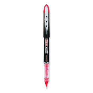 uniball® VISION ELITE Stick Roller Ball Pen, Super-Fine 0.5mm, Red Ink, Black/Red Barrel (UBC69022)