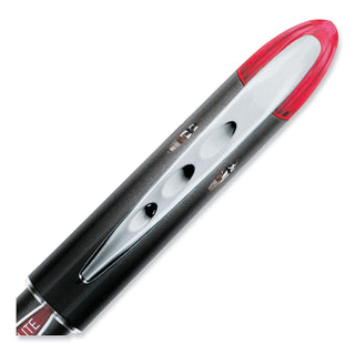 uniball® VISION ELITE Stick Roller Ball Pen, Super-Fine 0.5mm, Red Ink, Black/Red Barrel (UBC69022)