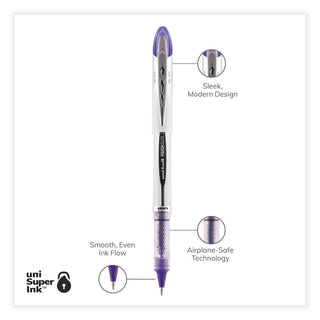 uniball® VISION ELITE Stick Roller Ball Pen, Bold 0.8mm, Purple Ink, White/Purple Barrel (UBC69025)