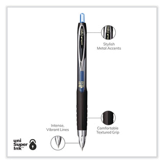 uniball® 207 Signo Gel Ultra Micro Retractable Gel Pen, 0.38mm, Blue Ink, Smoke Barrel (UBC1790923)
