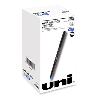 uniball® ONYX Stick Roller Ball Pen, Fine 0.7mm, Blue Ink, Black Matte Barrel, 72/Pack (UBC2013568)