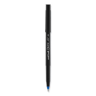 uniball® ONYX Stick Roller Ball Pen, Fine 0.7mm, Blue Ink, Black Matte Barrel, 72/Pack (UBC2013568)