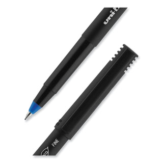 uniball® ONYX Stick Roller Ball Pen, Fine 0.7mm, Blue Ink, Black Matte Barrel, 72/Pack (UBC2013568)