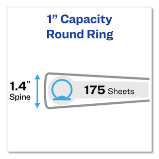 Avery® Flexi-View Binder with Round Rings, 3 Rings, 1" Capacity, 11 x 8.5, Black (AVE17686)