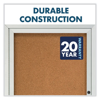 Quartet® Enclosed Bulletin Board, Natural Cork/Fiberboard, 24 x 36, Silver Aluminum Frame (QRT2363)