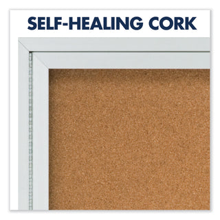 Quartet® Enclosed Bulletin Board, Natural Cork/Fiberboard, 48 x 36, Silver Aluminum Frame (QRT2364)