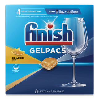 FINISH® Dish Detergent Gelpacs, Orange Scent, 54/Box, 4 Boxes/Carton (REC81181)