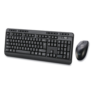 Adesso WKB-1320CB Antimicrobial Wireless Desktop Keyboard and Mouse, 2.4 GHz Frequency/30 ft Wireless Range, Black (ADEWKB1320CB)