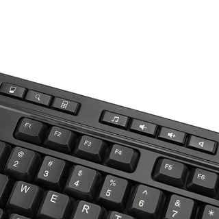 Adesso WKB-1320CB Antimicrobial Wireless Desktop Keyboard and Mouse, 2.4 GHz Frequency/30 ft Wireless Range, Black (ADEWKB1320CB)