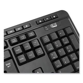 Adesso WKB-1320CB Antimicrobial Wireless Desktop Keyboard and Mouse, 2.4 GHz Frequency/30 ft Wireless Range, Black (ADEWKB1320CB)