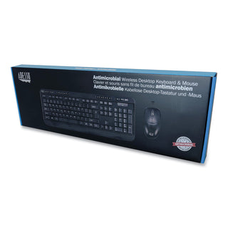 Adesso WKB-1320CB Antimicrobial Wireless Desktop Keyboard and Mouse, 2.4 GHz Frequency/30 ft Wireless Range, Black (ADEWKB1320CB)