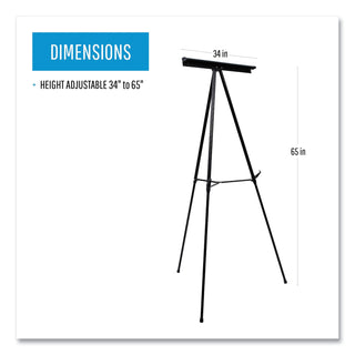 MasterVision™ Telescoping Tripod Display Easel, Adjusts 35" to 64" High, Metal, Black (BVCFLX09101MV)