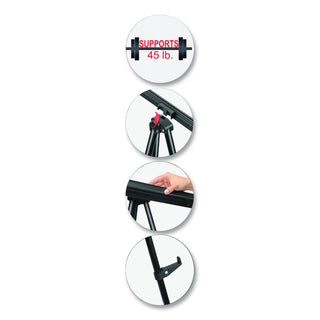 MasterVision™ Telescoping Tripod Display Easel, Adjusts 35" to 64" High, Metal, Black (BVCFLX09101MV)