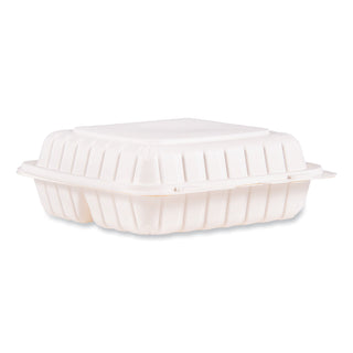 Dart® ProPlanet Hinged Lid Containers, 3-Compartment, 9 x 8.75 x 3, White, Plastic, 150/Carton (DCC90MFPPHT3R)