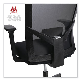 Workspace by Alera® Workspace by Alera Mesh Back Fabric Task Chair, Supports Up to 275 lb, 17.32" to 21.1" Seat Height, Black Seat, Black Back (ALEWS42B17)