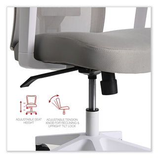 Workspace by Alera® Workspace by Alera Mesh Back Fabric Task Chair, Supports Up to 275 lb, 17.32" to 21.1" Seat Height, Gray Seat, Gray Back (ALEWS42B47)