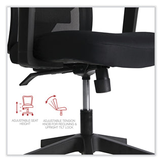 Workspace by Alera® Workspace by Alera Mesh Back Fabric Task Chair, Supports Up to 275 lb, 17.32" to 21.1" Seat Height, Black Seat, Black Back (ALEWS42B17)