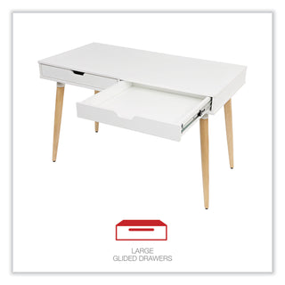 Workspace by Alera® Workspace by Alera Scandinavian Writing Desk, 47.24" x 23.62" x 29.53", White/Beigewood (ALEWSS4824WB)