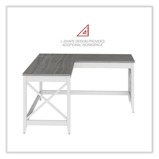 Workspace by Alera® Workspace by Alera L-Shaped Farmhouse Desk, 58.27" x 58.27" x 29.53", Gray/White (ALEWSF5959GY)