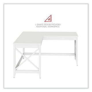 Workspace by Alera® Workspace by Alera L-Shaped Farmhouse Desk, 58.27" x 58.27" x 29.53", White (ALEWSF5959WT)