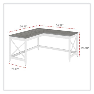 Workspace by Alera® Workspace by Alera L-Shaped Farmhouse Desk, 58.27" x 58.27" x 29.53", Gray/White (ALEWSF5959GY)