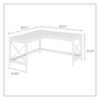 Workspace by Alera® Workspace by Alera L-Shaped Farmhouse Desk, 58.27" x 58.27" x 29.53", White (ALEWSF5959WT)
