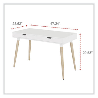 Workspace by Alera® Workspace by Alera Scandinavian Writing Desk, 47.24" x 23.62" x 29.53", White/Beigewood (ALEWSS4824WB)