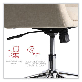 Workspace by Alera® Workspace by Alera Mid-Century Task Chair, Supports Up to 275 lb, 18.9" to 22.24" Seat Height, Cream Seat, Cream Back (ALEWS4251)