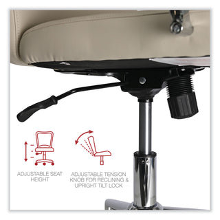 Workspace by Alera® Workspace by Alera Leather Task Chair, Supports Up to 275 lb, 18.19" to 21.93" Seat Height, White Seat, White Back (ALEWS4106)