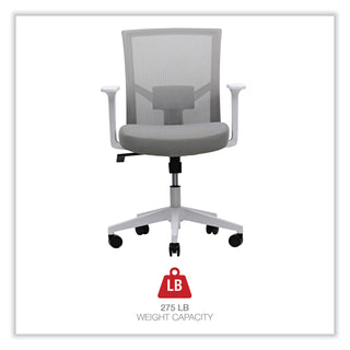 Workspace by Alera® Workspace by Alera Mesh Back Fabric Task Chair, Supports Up to 275 lb, 17.32" to 21.1" Seat Height, Gray Seat, Gray Back (ALEWS42B47)
