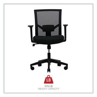 Workspace by Alera® Workspace by Alera Mesh Back Fabric Task Chair, Supports Up to 275 lb, 17.32" to 21.1" Seat Height, Black Seat, Black Back (ALEWS42B17)