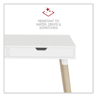 Workspace by Alera® Workspace by Alera Scandinavian Writing Desk, 47.24" x 23.62" x 29.53", White/Beigewood (ALEWSS4824WB)