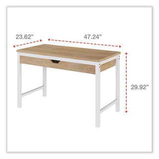 Workspace by Alera® Workspace by Alera Modern Writing Desk, 47.24" x 23.62" x 29.92", Beigewood/White (ALEWSWD4824WB)