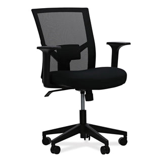 Workspace by Alera® Workspace by Alera Mesh Back Fabric Task Chair, Supports Up to 275 lb, 17.32" to 21.1" Seat Height, Black Seat, Black Back (ALEWS42B17)