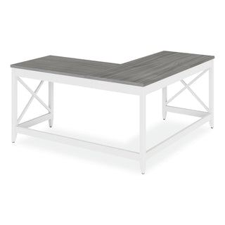 Workspace by Alera® Workspace by Alera L-Shaped Farmhouse Desk, 58.27" x 58.27" x 29.53", Gray/White (ALEWSF5959GY)