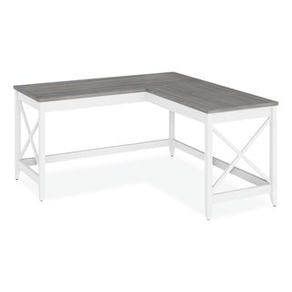 Workspace by Alera® Workspace by Alera L-Shaped Farmhouse Desk, 58.27" x 58.27" x 29.53", Gray/White (ALEWSF5959GY)
