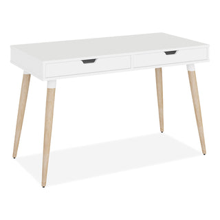 Workspace by Alera® Workspace by Alera Scandinavian Writing Desk, 47.24" x 23.62" x 29.53", White/Beigewood (ALEWSS4824WB)