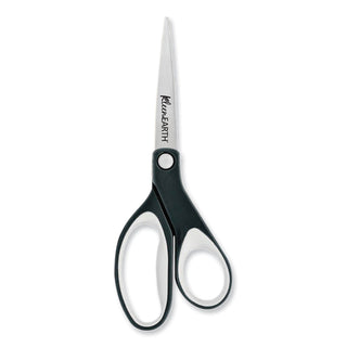 Westcott® KleenEarth Soft Handle Scissors, 8" Long, 3.25" Cut Length, Black/Gray Straight Handle (ACM15588)