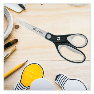 Westcott® KleenEarth Soft Handle Scissors, 8" Long, 3.25" Cut Length, Black/Gray Straight Handle (ACM15588)
