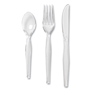 Dixie® Cutlery Keeper Tray with Clear Plastic Utensils: 60 Forks, 60 Knives, 60 Spoons (DXECH0180DX)