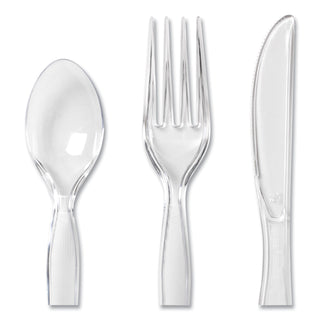 Dixie® Cutlery Keeper Tray with Clear Plastic Utensils: 60 Forks, 60 Knives, 60 Spoons (DXECH0180DX)