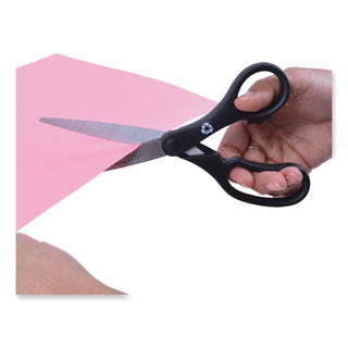 Westcott® KleenEarth Basic Plastic Handle Scissors, 8" Long, 3.25" Cut Length, Black Straight Handles, 3/Pack (ACM15585)