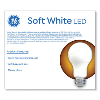 GE Classic LED Non-Dim A19 Light Bulb, 8 W, Soft White, 2/Pack (GEL93105686)